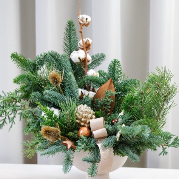 Kompozicija su medvilnės žiedais