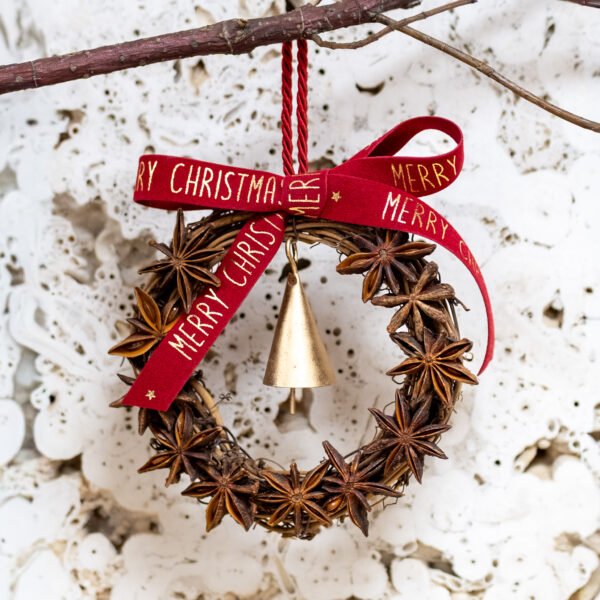 Mažas žvaigždinio anyžiaus vainikėlis Merry Christmas